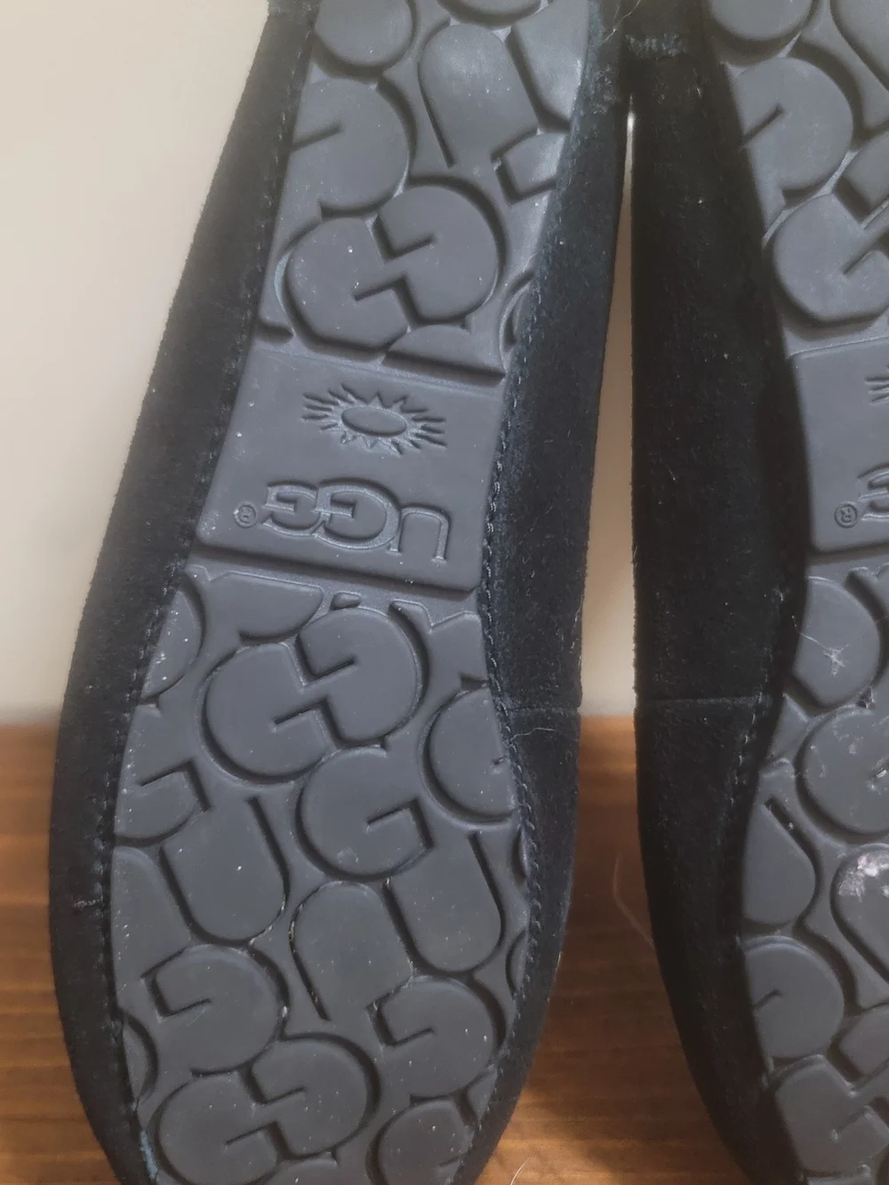 UGG  Black Suede Tassel Moccasin Slippers